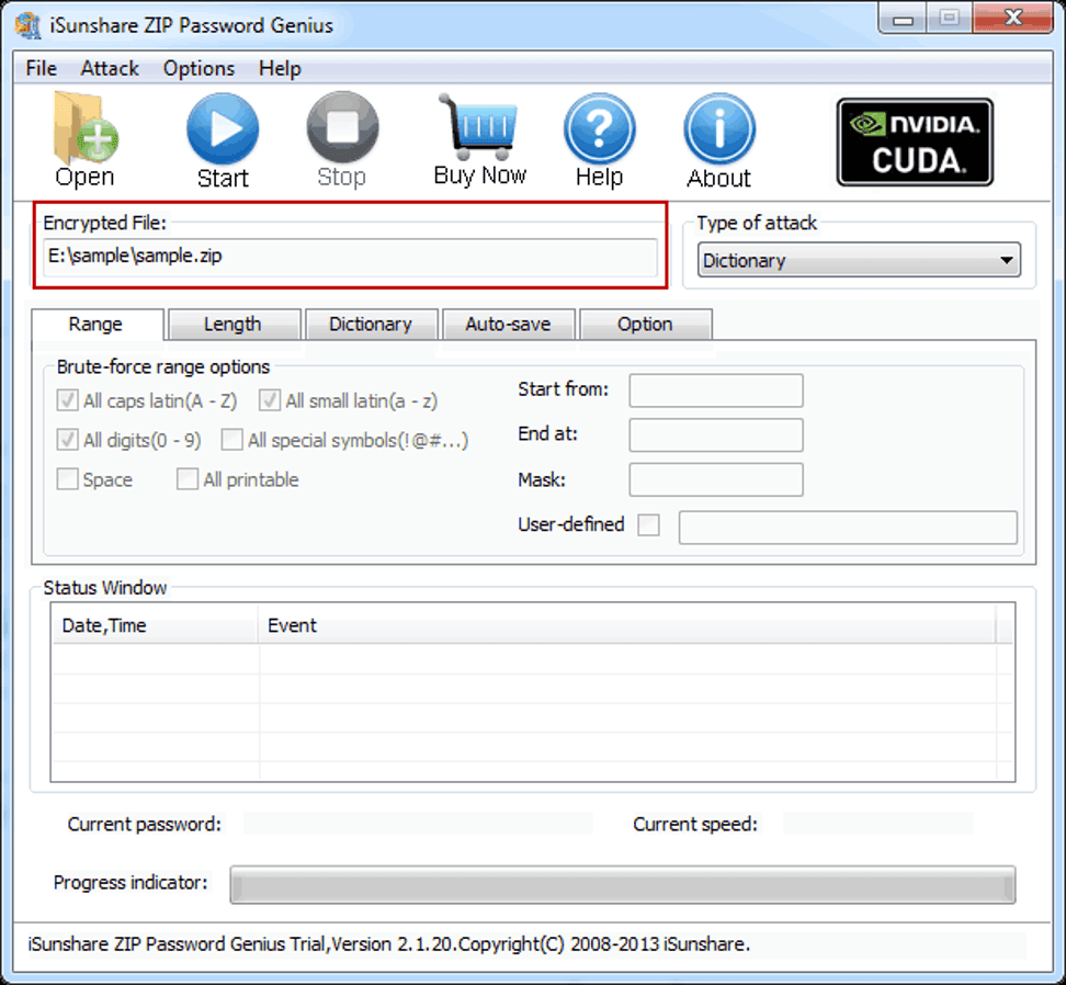 import the encrypted zip archive to crack it